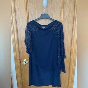 Elegant Navy Blue Beaded Dress